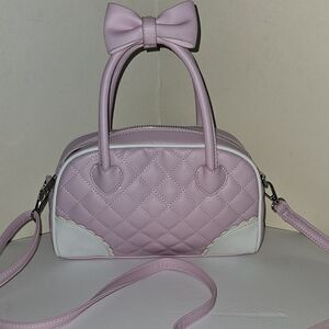Hot Topic Pink Quilted Heart Bow Bowler Handbag